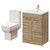 Alessio Bordalino Oak 600mm Vanity Unit and Toilet Suite including Open Back Toilet and Floor Standing Vanity Unit with 2 Doors and Brushed Brass Handles Right Hand View