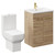 Alessio Bordalino Oak 600mm Vanity Unit and Toilet Suite including Open Back Toilet and Floor Standing Vanity Unit with 2 Doors and Brushed Brass Handles Left Hand View