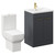 Alessio Gloss Grey 600mm Vanity Unit and Toilet Suite including Open Back Toilet and Floor Standing Vanity Unit with 2 Doors and Brushed Brass Handles Left Hand View