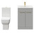 Alessio Gloss Grey Pearl 600mm Vanity Unit and Toilet Suite including Open Back Toilet and Floor Standing Vanity Unit with 2 Doors and Brushed Brass Handles Front View
