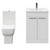 Alessio Gloss White 600mm Vanity Unit and Toilet Suite including Open Back Toilet and Floor Standing Vanity Unit with 2 Doors and Gunmetal Grey Handles Front View