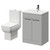 Alessio Gloss Grey Pearl 600mm Vanity Unit and Toilet Suite including Open Back Toilet and Floor Standing Vanity Unit with 2 Doors and Gunmetal Grey Handles Right Hand View