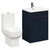 Alessio Deep Blue 600mm Vanity Unit and Toilet Suite including Open Back Toilet and Floor Standing Vanity Unit with 2 Doors and Gunmetal Grey Handles Left Hand View