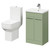 Alessio Olive Green 500mm Vanity Unit and Toilet Suite including Comfort Height Toilet and Floor Standing Vanity Unit with 2 Doors and Polished Chrome Handles Right Hand View