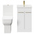 Alessio Gloss White 500mm Vanity Unit and Toilet Suite including Comfort Height Toilet and Floor Standing Vanity Unit with 2 Doors and Brushed Brass Handles Front View