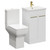 Alessio Gloss White 500mm Vanity Unit and Toilet Suite including Comfort Height Toilet and Floor Standing Vanity Unit with 2 Doors and Brushed Brass Handles Left Hand View