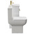 Alessio Gloss White 500mm Vanity Unit and Toilet Suite including Comfort Height Toilet and Floor Standing Vanity Unit with 2 Doors and Brushed Brass Handles Side View