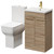 Alessio Bordalino Oak 500mm Vanity Unit and Toilet Suite including Comfort Height Toilet and Floor Standing Vanity Unit with 2 Doors and Brushed Brass Handles Right Hand View