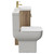 Alessio Bordalino Oak 500mm Vanity Unit and Toilet Suite including Comfort Height Toilet and Floor Standing Vanity Unit with 2 Doors and Brushed Brass Handles Side View