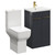 Alessio Gloss Grey 500mm Vanity Unit and Toilet Suite including Comfort Height Toilet and Floor Standing Vanity Unit with 2 Doors and Brushed Brass Handles Left Hand View