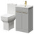 Alessio Gloss Grey Pearl 500mm Vanity Unit and Toilet Suite including Comfort Height Toilet and Floor Standing Vanity Unit with 2 Doors and Brushed Brass Handles Right Hand View