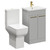 Alessio Gloss Grey Pearl 500mm Vanity Unit and Toilet Suite including Comfort Height Toilet and Floor Standing Vanity Unit with 2 Doors and Brushed Brass Handles Left Hand View