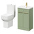 Alessio Olive Green 500mm Vanity Unit and Toilet Suite including Comfort Height Toilet and Floor Standing Vanity Unit with 2 Doors and Brushed Brass Handles Right Hand View