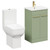 Alessio Olive Green 500mm Vanity Unit and Toilet Suite including Comfort Height Toilet and Floor Standing Vanity Unit with 2 Doors and Brushed Brass Handles Left Hand View