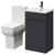 Alessio Gloss Grey 500mm Vanity Unit and Toilet Suite including Comfort Height Toilet and Floor Standing Vanity Unit with 2 Doors and Gunmetal Grey Handles Right Hand View