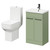 Alessio Olive Green 500mm Vanity Unit and Toilet Suite including Comfort Height Toilet and Floor Standing Vanity Unit with 2 Doors and Gunmetal Grey Handles Right Hand View