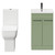 Alessio Olive Green 500mm Vanity Unit and Toilet Suite including Comfort Height Toilet and Floor Standing Vanity Unit with 2 Doors and Gunmetal Grey Handles Front View