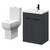 Alessio Gloss Grey 600mm Vanity Unit and Toilet Suite including Comfort Height Toilet and Floor Standing Vanity Unit with 2 Doors and Matt Black Handles Right Hand View