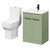 Alessio Olive Green 600mm Vanity Unit and Toilet Suite including Comfort Height Toilet and Floor Standing Vanity Unit with 2 Doors and Matt Black Handles Right Hand View