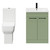 Alessio Olive Green 600mm Vanity Unit and Toilet Suite including Comfort Height Toilet and Floor Standing Vanity Unit with 2 Doors and Matt Black Handles Front View
