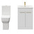 Alessio Gloss White 600mm Vanity Unit and Toilet Suite including Comfort Height Toilet and Floor Standing Vanity Unit with 2 Doors and Brushed Brass Handles Front View