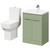 Alessio Olive Green 600mm Vanity Unit and Toilet Suite including Comfort Height Toilet and Floor Standing Vanity Unit with 2 Doors and Polished Chrome Handles Right Hand View