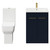 Alessio Deep Blue 600mm Vanity Unit and Toilet Suite including Comfort Height Toilet and Floor Standing Vanity Unit with 2 Doors and Brushed Brass Handles Front View thumbnail
