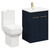 Alessio Deep Blue 600mm Vanity Unit and Toilet Suite including Comfort Height Toilet and Floor Standing Vanity Unit with 2 Doors and Brushed Brass Handles Left Hand View thumbnail