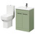 Alessio Olive Green 600mm Vanity Unit and Toilet Suite including Comfort Height Toilet and Floor Standing Vanity Unit with 2 Doors and Gunmetal Grey Handles Right Hand View