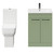 Alessio Olive Green 600mm Vanity Unit and Toilet Suite including Comfort Height Toilet and Floor Standing Vanity Unit with 2 Doors and Gunmetal Grey Handles Front View