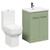 Alessio Olive Green 600mm Vanity Unit and Toilet Suite including Comfort Height Toilet and Floor Standing Vanity Unit with 2 Doors and Gunmetal Grey Handles Left Hand View