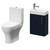 Napoli Compact Deep Blue 400mm Cloakroom Vanity Unit and Toilet Suite including Jubilee Open Back Toilet and Wall Mounted Vanity Unit with Single Door and Polished Chrome Handle Right Hand View
