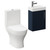 Napoli Compact Deep Blue 400mm Cloakroom Vanity Unit and Toilet Suite including Jubilee Open Back Toilet and Wall Mounted Vanity Unit with Single Door and Polished Chrome Handle Left Hand View