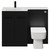 Venice Square Nero Oak 1100mm Vanity Unit Toilet Suite with Left Hand White Glass 1 Tap Hole Basin and 2 Doors with Matt Black Handles Front View