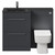 Venice Square Gloss Grey 1100mm Vanity Unit Toilet Suite with Left Hand Anthracite Glass 1 Tap Hole Basin and 2 Drawers with Polished Chrome Handles Front View