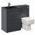 Venice Square Gloss Grey 1100mm Vanity Unit Toilet Suite with Left Hand Anthracite Glass 1 Tap Hole Basin and 2 Drawers with Polished Chrome Handles Left Hand View