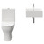 Elvas 470mm Wall Hung Basin and Toilet Suite including Round Polished Chrome Bottle Trap and Open Back Toilet Front View