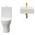 Elvas 470mm Wall Hung Basin and Toilet Suite including Round Brushed Brass Bottle Trap and Open Back Toilet Front View