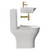 Tondela 500mm Wall Hung Basin and Toilet Suite including Round Brushed Brass Bottle Trap and Open Back Toilet Side View