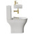 Tomar 505mm Wall Hung Basin and Toilet Suite including Round Brushed Brass Bottle Trap and Open Back Toilet Side View