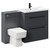 Napoli Gloss Grey 1300mm Vanity Unit with 1 Tap Hole Basin and 2 Drawers with Matt Black Handles Left Hand View