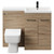 Napoli Combination Bordalino Oak 1100mm Vanity Unit Toilet Suite with Right Hand L Shaped 1 Tap Hole Basin and 2 Doors with Matt Black Handles Front View