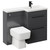Napoli Combination Gloss Grey 1100mm Vanity Unit Toilet Suite with Right Hand L Shaped 1 Tap Hole Basin and 2 Drawers with Matt Black Handles Left Hand Side View