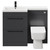 Napoli Combination Gloss Grey 1100mm Vanity Unit Toilet Suite with Left Hand L Shaped 1 Tap Hole Basin and 2 Drawers with Matt Black Handles Front View