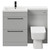 Napoli Combination Gloss Grey Pearl 1100mm Vanity Unit Toilet Suite with Left Hand L Shaped 1 Tap Hole Basin and 2 Drawers with Matt Black Handles Front View