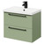 Napoli Olive Green 600mm x 390mm Wall Mounted Vanity Unit with 1 Tap Hole Basin and 2 Drawers with Matt Black Handles Right Hand Side View