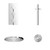 Circo Polished Chrome Triple Thermostatic Shower Valve and 200mm Round Fixed Head with Ceiling Arm and 4 Round Body Jets Front View thumbnail