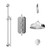 Windsor Traditional Polished Chrome Concealed Triple Thermostatic Shower Valve and 210mm Round Fixed Head with Wall Arm and Slide Rail Kit with Round Elbow Front View