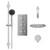 Cross Polished Chrome Concealed Triple Thermostatic Shower Valve and 200mm Thin Round Fixed Head with Wall Arm and Clyde Slide Rail Kit with Round Elbow Front View