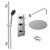 Cross Polished Chrome Concealed Triple Thermostatic Shower Valve and 200mm Thin Round Fixed Head with Wall Arm and Clyde Slide Rail Kit with Round Elbow Left Hand Side View